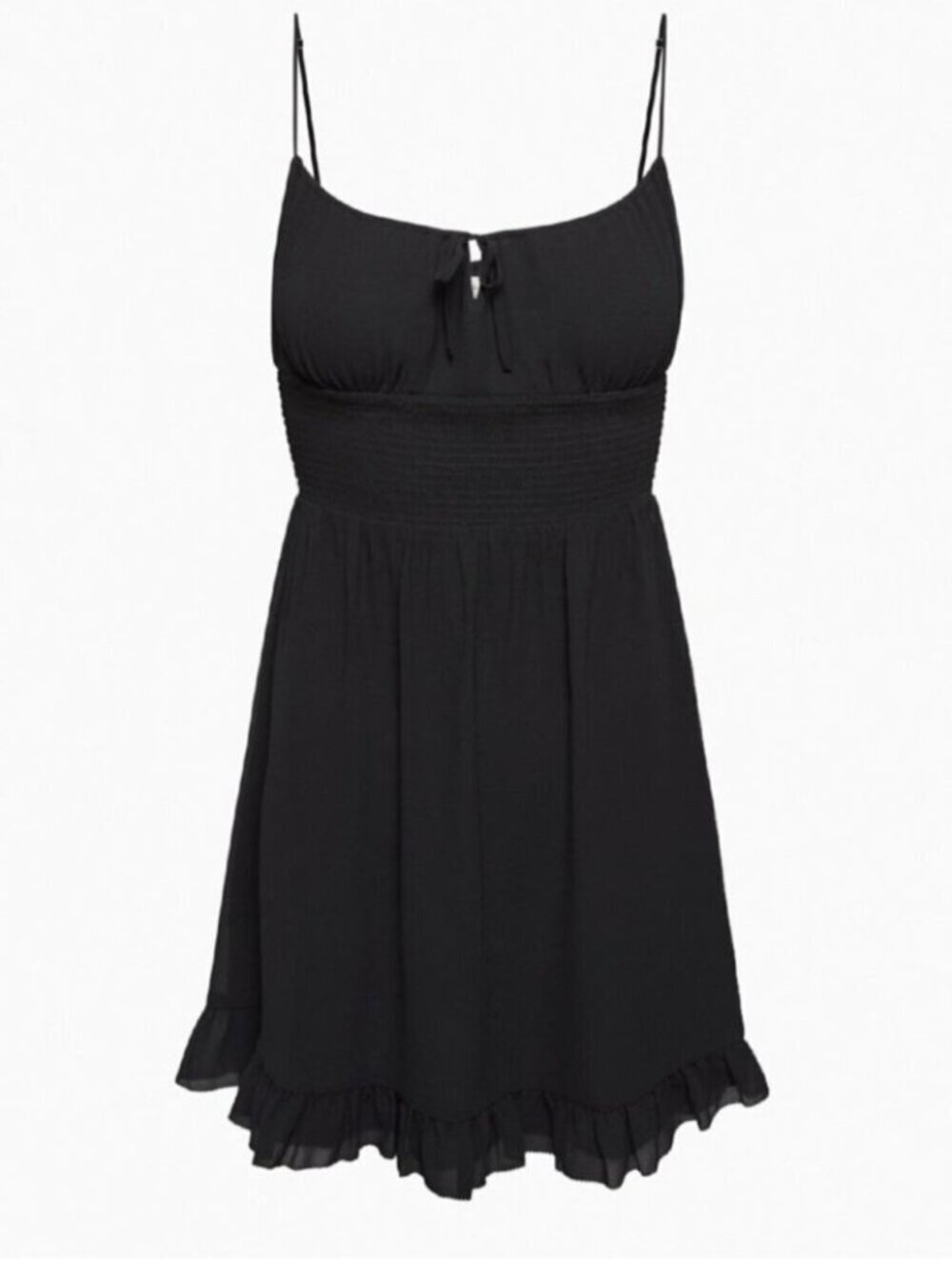 Aritzia Wilfred Genoa Smocked Floral Mini Dress Chiffon Black XS